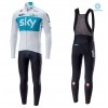 Tenue Cycliste Manches Longues et Collant à Bretelles 2018 Team Sky Hiver Thermal Fleece N001